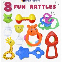 Brain Factory 8 Pcs Colorful Baby Rattles & Teethers | BPA-Free, Non-Toxic Infant Toys | Safe & Engaging Early Development Toy for Babies-5