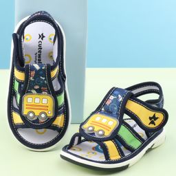 Cute Walk by Babyhug Velcro Closure Sandals with Bus Applique - Navy Blue-image-16
