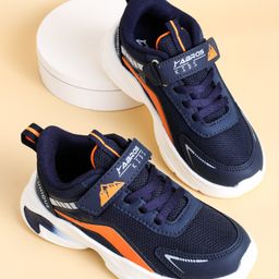 ABROS Colour Blocked Velcro Shoes - Navy Blue & Orange-image-95