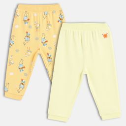 MINI KLUB Cotton Knit Pack Of 2 Crab & Dolphins Printed Pants - Orange & Beige-image-96