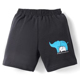 Tango Looper Knit Above Knee Length Short with Elephant Print - Jet Black-image-91