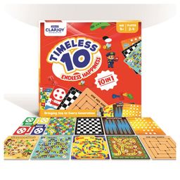 Clapjoy Timeless 10-in-1 Board Games Combo for Kids & Adults-15