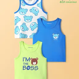 Babyoye 100% Cotton Sleeveless Bear Printed Vests Pack Of 3 - Multi Colour-picture-17