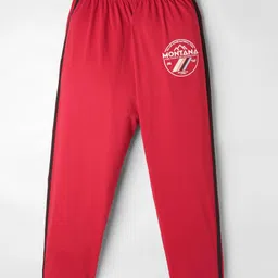 Taeko Single Jersey Knit Full Length Track Pant With Text Print - Red-picture-18