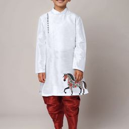 DEVOILER Boys Animal Printed Mandarin Collar Straight Kurta-85