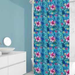 ArtzFolio Blue & Pink Floral Printed Waterproof Shower Curtain-image-47
