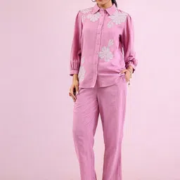 MISRI Embroidered Shirt Collar Neck Shirt With Trousers Co-Ords-picture-27