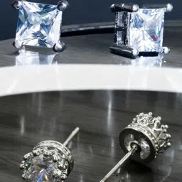 The Roadster Lifestyle Co Set Of 2 CZ Studded Stud Earrings-11