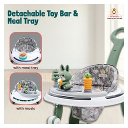 Infantso Runny Bunny Premium 4-in-1 Baby Walker with LED Light, 4-Level Cushion Seat & 3-level Height Adjustments - Walker, Bouncer, Feeding Table and Parental Push bar - Green image 5