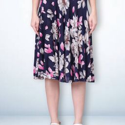 Jinfo Printed Knee Length Flared Skirt With Attached Shorts-image-89