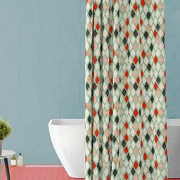 ArtzFolio Yellow and Red Geometric Printed Waterproof Shower Curtain-14