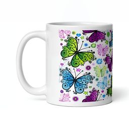 Mr UVD White & Green Floral Printed Ceramic Matte Mug-picture-49
