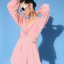 QUIERO Women Pretty Pink Solid Playsuit-image-97
