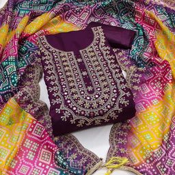 HERE&NOW Embellished Unstitched Dress Material-image-47