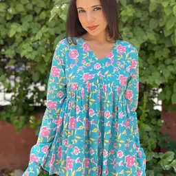 Royal Marque Floral Print Cotton Peplum Top-picture-36