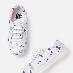 YK Girls Blue & Purple Conversational Printed Sneakers-35