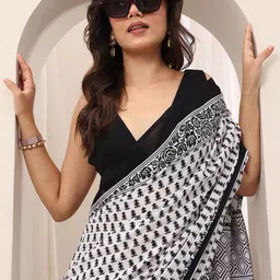 Libas Ethnic Motifs Printed Saree With Blouse-image-75
