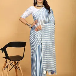 K 5 Fashion Striped Pure Georgette Saree-image-72