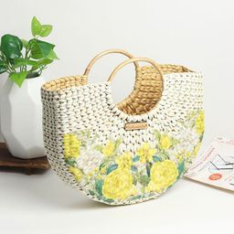 HABERE INDIA Women Floral Printed Half Moon Tote Bag-image-62