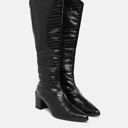 ZORI WORLD DEZIRE Women Croc Patent Textured High Top Boots-picture-11