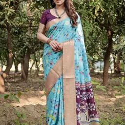 ALMAARI FASHION Ethnic Motifs Printed Zari Pure Silk Kanjeevaram Saree-picture-36