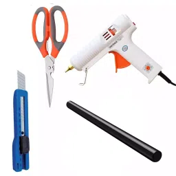 VMTRONIX Multi Temperature High Power Hot Glue Gun White, 5 pcs Glue Sticks Black, Scissor & Cutter for School DIY Arts, and Home Repair-23