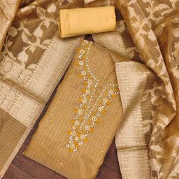 Blissta Checked Beads & Stones Unstitched Dress Material-image-1
