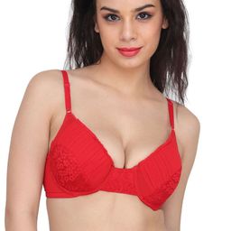 CURWISH Floral Lace Medium Coverage Heavily Padded Push-Up Bra With All Day Comfort-17