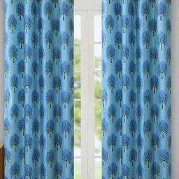 Aura Blue & Black Set of 4 Floral Door Curtain-image-56