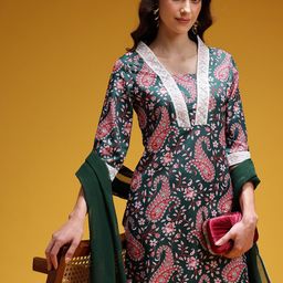 HERE&NOW Paisley Print Sequined Kurta with Trousers & Dupatta-11