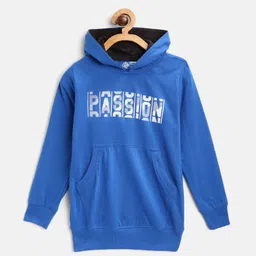 CHIMPRALA Kids Blue & White Typography Print Cotton Hooded Antimicrobial Sweatshirt-image-61