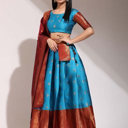 Payu Semi-Stitched Lehenga & Unstitched Blouse With Dupatta image 5
