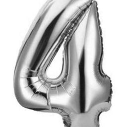 Bubble Trouble English Alphabet Letters Foil Letter Balloons for Party Decoration Number 4 - Silver-12