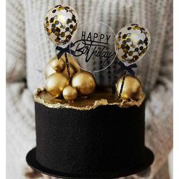 AMFIN Transparent Confetti Balloons Cake Topper - Black-image-46