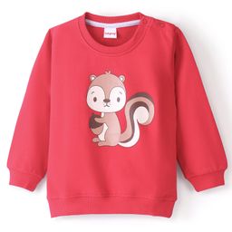 Babyhug Cotton Full Sleeves Sweatshirt with Squirrel Graphics Print - Maroon-image-8