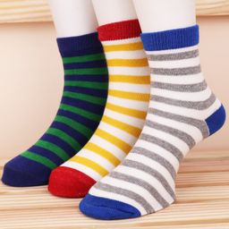 Footprints Pack Of 3 Pair Striped Designed Organic Cotton & Bamboo Socks - White Blue & Yellow-picture-21