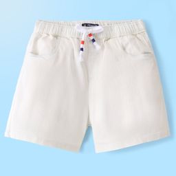 Pine Kids Cotton Woven Mid Thigh Length Shorts Solid Colour - White-image-10