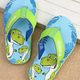 Cute Walk by Babyhug Slip On Flip Flops with Dinosaur Print - Blue & Green-picture-10