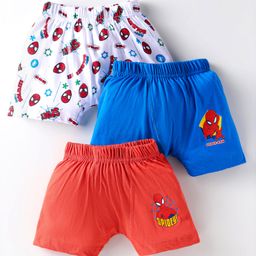 Bodycare Cotton Knit Boxers with Spiderman Print Pack of 3 - Blue Red & White-image-52