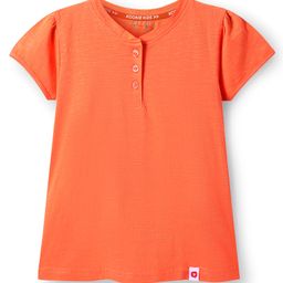 Kookie Kids Knitted Half Sleeves Solid Color Henley Neck T-Shirt - Dark Peach-picture-9