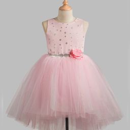Toy Balloon Kids Net Sleeveless Beads Embellished Floral Applique Detailed Dress - Baby Pink-image-62