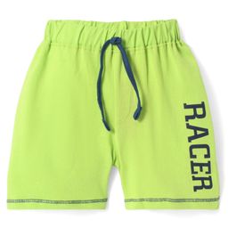 Babyhug Single Jersey Knit Shorts with Racer Text Print - Neon Green-image-38