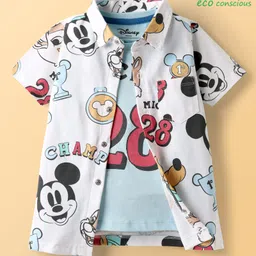 Babyoye Disney Single Jersey Half Sleeves Shirts & Sleeveless T-Shirt With Mickey Mouse Graphics - Multicolour-picture-47