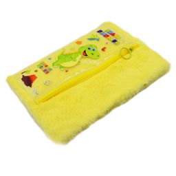 Asera 1 Pc Fur Plush Diary with attached Pencil Pouch for Kids (21.5 * 15 cms) / Birthday Return Gifts for Kids, 70 Pages (Yellow Dino)-10