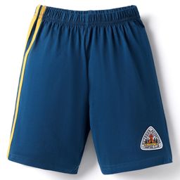 Taeko Single Jersey Knit Knee Length Shorts With Patch Detailing - Blue-image-64