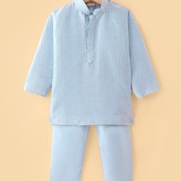 Ridokidz Full Sleeves Sequins Embellished Kurta & Pyjama Set - Light Blue-image-114