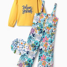 OLLINGTON ST. Cotton Full Sleeves Top & Printed Knit Dungaree- Yellow & Multicolor-picture-40