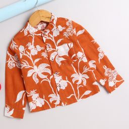 The Magic Wand Cotton Woven Full Sleeves Floral Printed Shirt - Rust-picture-39