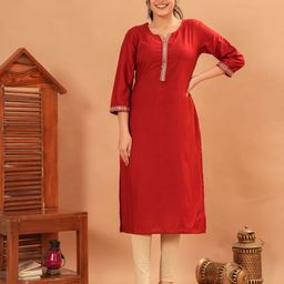 KPF Women Embroidered Round Neck Straight Kurta-picture-31
