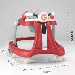 Babyhug 4 in 1 Discover & Play Musical Baby Walker with Adjustable Speed & Fancy Multi Gear Toys- Red image 3